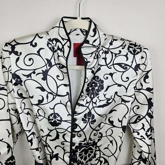 JS Collections Vintage Silk Long Sleeve White Jacket Size Small Button Closure - Picture 6 of 11